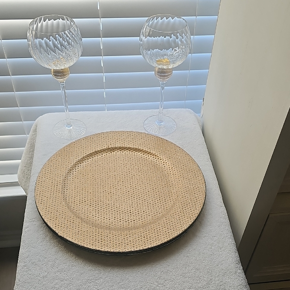 New Luxe Dining Collection Charger Plates Set Of 4 Gold Bling 13"